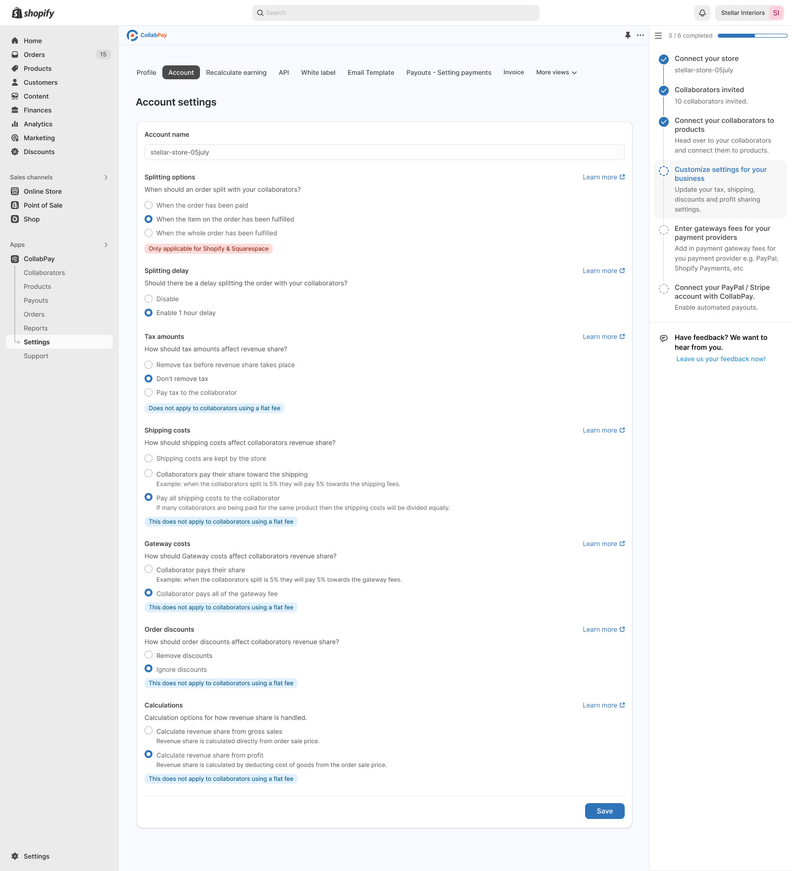 Collaborators Account Setting