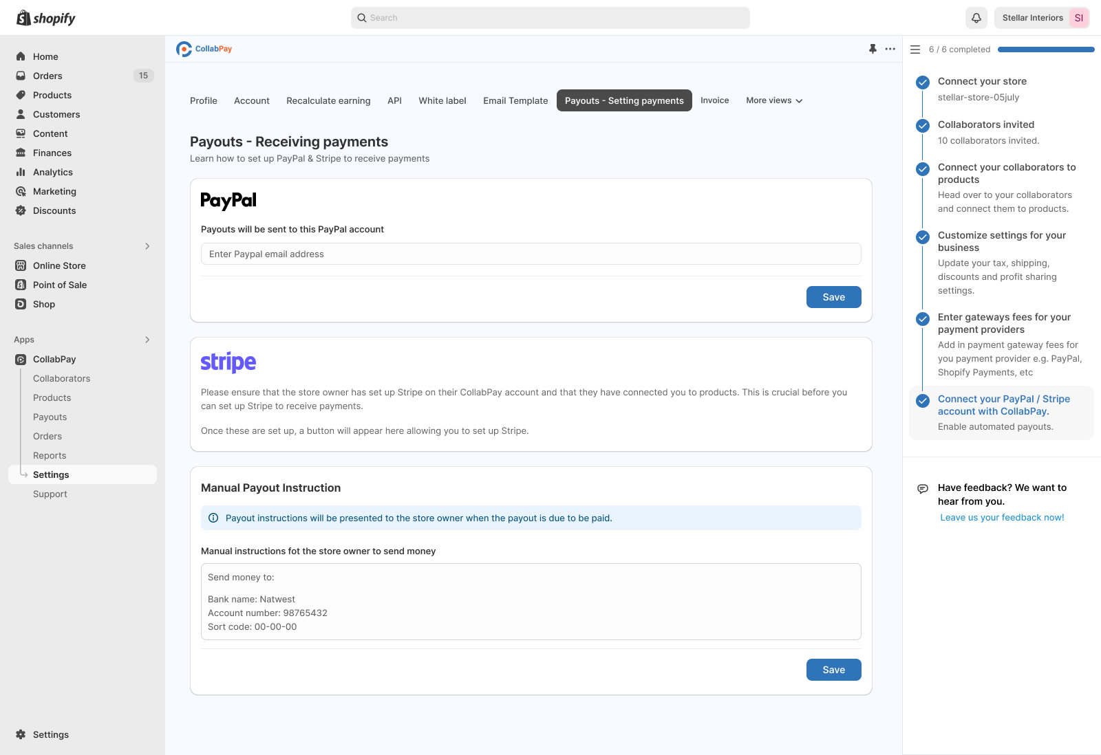 Payouts Received Payment